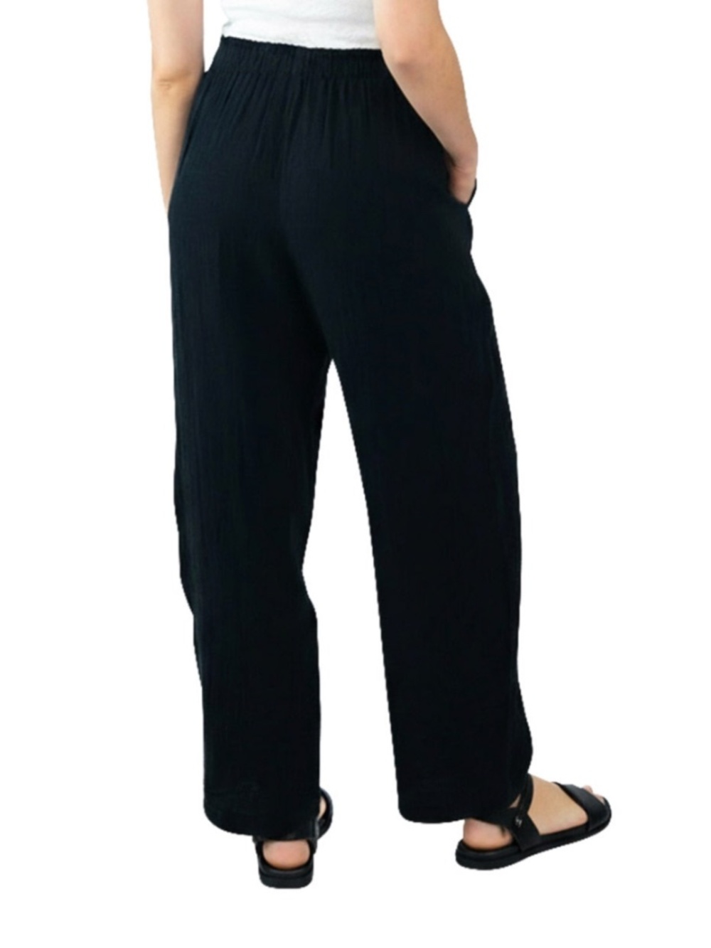 Coldwater Creek Womens Cotton Gauze Black Pull On Pant Medium - Picture 3 of 6